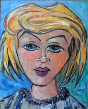 ABBY new original painting art woman portrait 8x10 wood panel signed by Crowell 