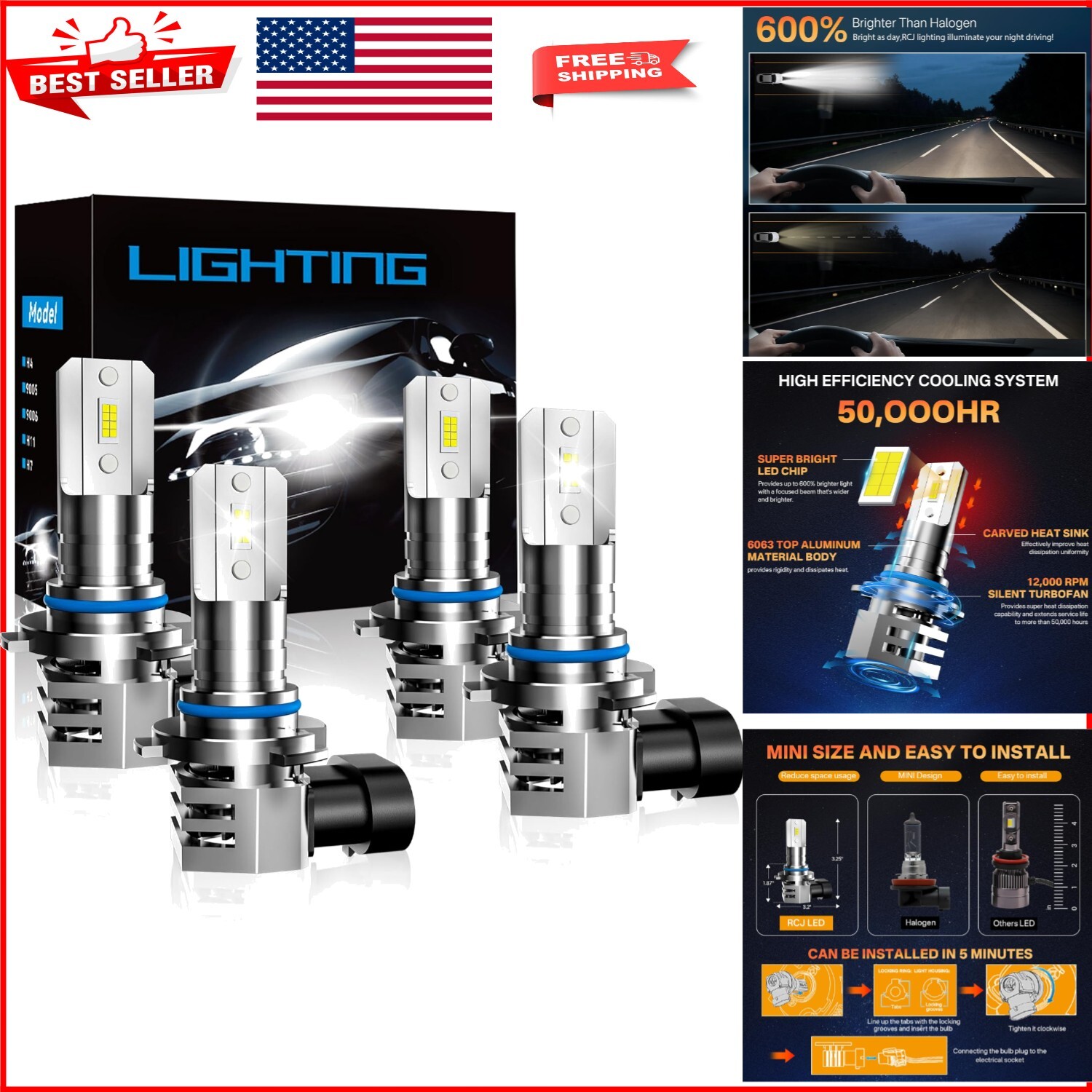 Upgrade Vehicle Safety with 4x 6000K Cool White Fog Light Bulbs - Easy Install