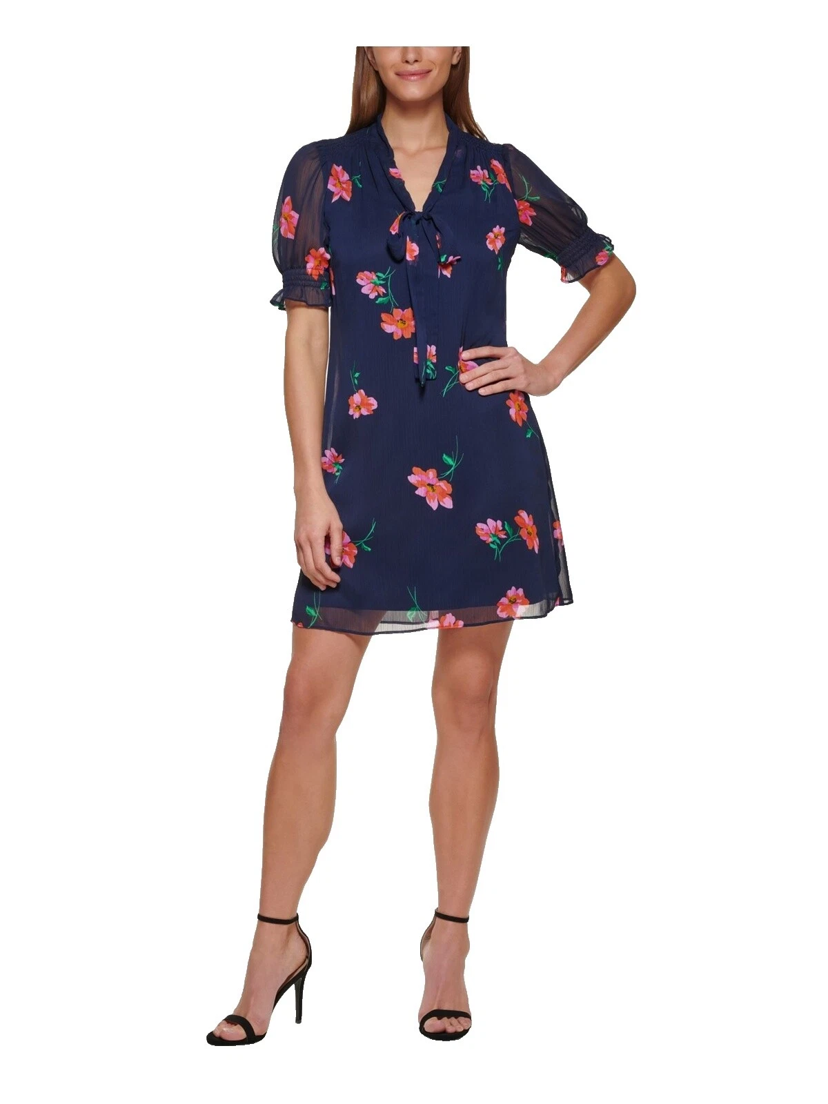 DKNY Short Sleeve Floral Dresses for Women
