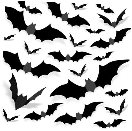 72pcs Halloween Decorations Bats,Bats Wall Deco, Halloween Bats,4 Size 3D 72PCS