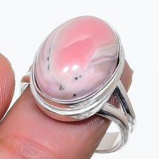 Natural Rhodochrosite Gemstone 925 Sterling Silver Jewelry Ring Size 7.5 US 