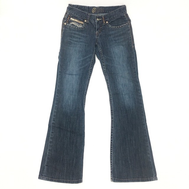 Rocky Mountain Clothing Co Womens Cruel Boot Cut Jeans Blue Zip Fly