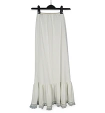 VTG SHADOWLINE Thin Silky NYLON White RUFFLE LACE HEM Long Half Slip Pillowtab S