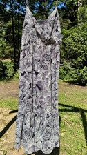 NWT Express Black White Floral Maxi Dress Large Sleeveless Boho Tiered Sundress
