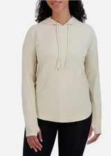 Sage Collective Women's L Beige Long Sleeve Lightweight Hoodie Ribbed