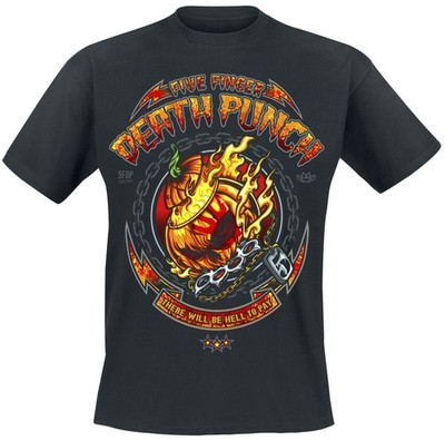 Five Finger Death Punch T-Shirt Herren Burning Pumpkin Halloween schwarz M