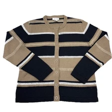 Vintage Christopher Banks Sweater Women Small Brown Black Cardigan Grandma Y2K