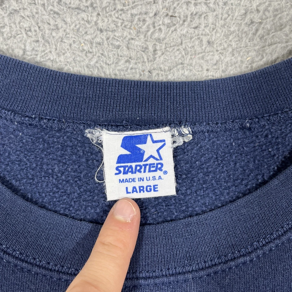 Sudadera de Colección Años 90 Starter Talla L Dallas Cowboys NFL Fútbol Azul Marino Cuello Redondo Foto 3 de 4