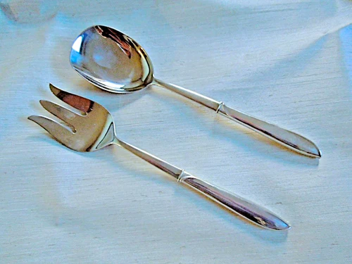 International Sterling Handle Silver Rhythm Salad Serving Set 11" - NO MONO