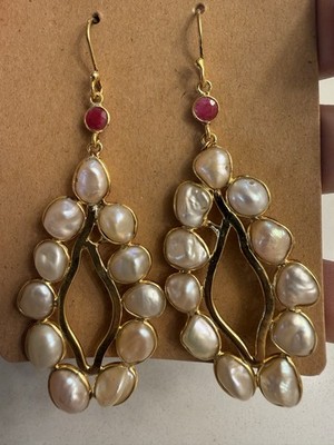Ohrhänger Sterlingsilber Perle und Rubin