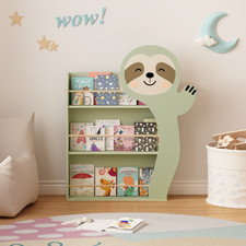 Kids Bookshelf Front-Facing Toddler Book Display Rack 3 Tiers Cute Animal Design