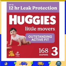 Huggies Little Movers Diapers Size 3, 168 Count 6 Packs of 28 