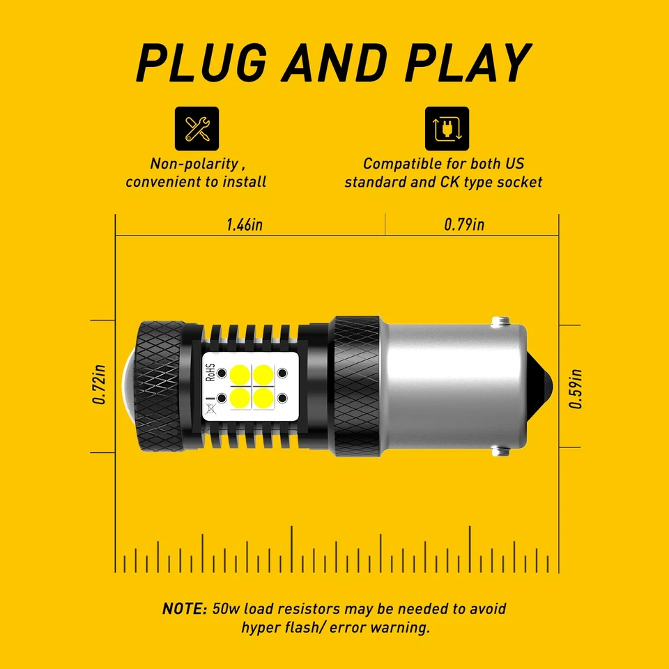 Bombilla LED 6000K luces DRL de funcionamiento diurno 1156 P21W para Volkswagen Jetta 2011-17 Foto 4 de 4