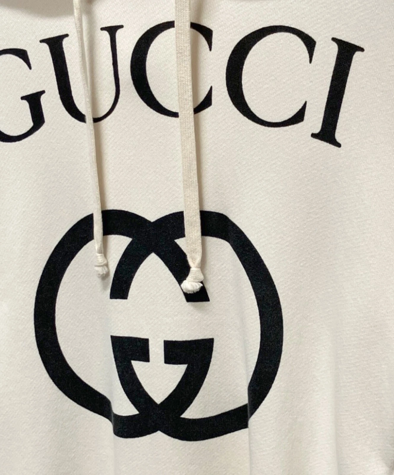 GUCCI Interlocking G Felpa con Cappuccio Maglione Taglia:S Avorio Uomo 475374 X3Q25