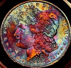 Rainbow Toned VAM-7A 1884 O Morgan Silver Dollar 90% Silver U.S. Mint