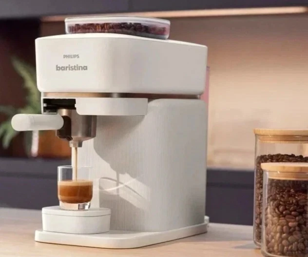 NEW Philips Baristina AUTOMATIC Espresso Machine Grind-Tamp-Brew White w/Grinder