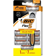 BIC Flex 5 Refillable Razors for Men 8 Piece Kit 7 Cartridges and Handle
