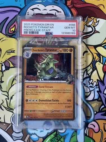 2025 POKEMON DRI EN-DESTINED RIVALS #096 TEAM ROCKET'S TYRANITAR PSA 10