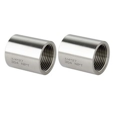 304 Stainless Steel Pipe Coupling Fitting, 1/4" x 1/4" Female Pipe Coupler Co...
