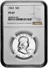 1963 50C Proof Silver Franklin Half Dollar NGC Graded PF 67 in New Holder White