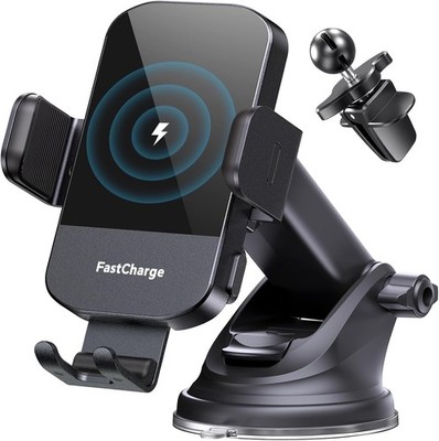 CHGeek Wireless Car Charger, 15W Fast Charging Auto Bracket,Vent Clip, Black