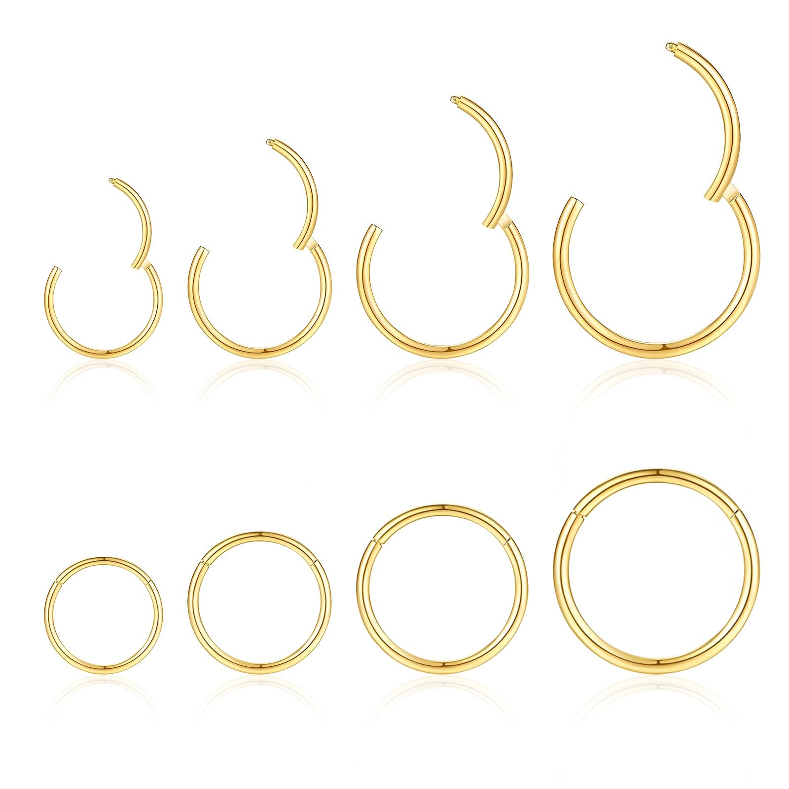 Piercing nez acier chirurgical hypoallergénique brillant lot de 8
