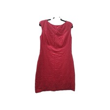 Chaps Coral Lace Sheath Dress Size 12 Women's Lined Cap Sleeve Dress