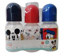 Cudlie Disney Baby Boy Mickey Mouse 5 oz Pack of Three Baby Bottles, Mickey F...