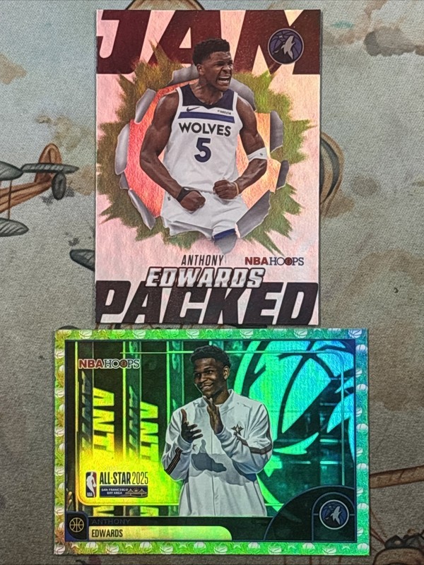 2025-26 NBA Hoops 2 Card Anthony Edwards Green Parallel Lot - All-Star & Insert