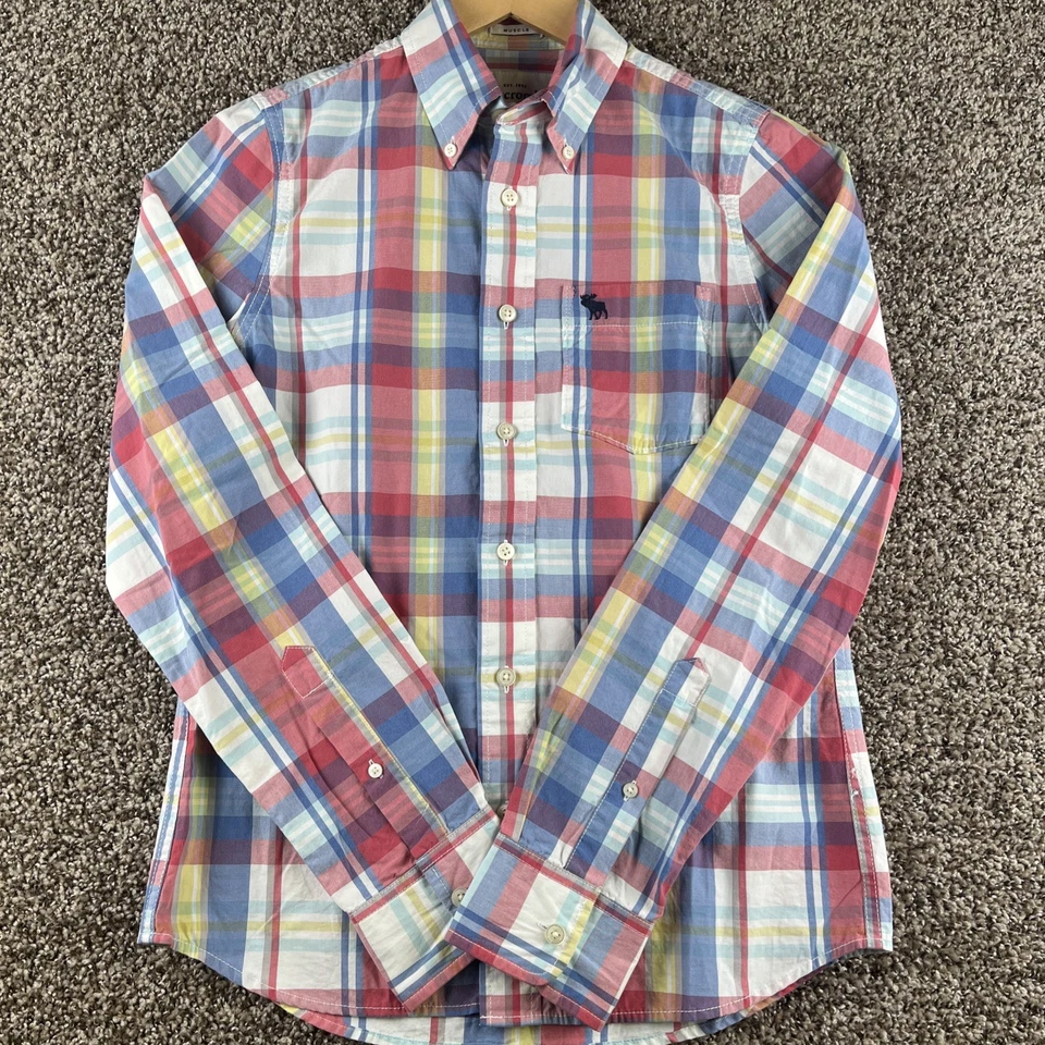 Camisa Abercrombie And Fitch Jóvenes Niños XL Músculo Botón Preppy Rosa Y2K Foto 2 de 4