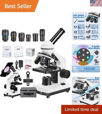 High Magnification Microscope Kit for Science Exploration with LED Illumination