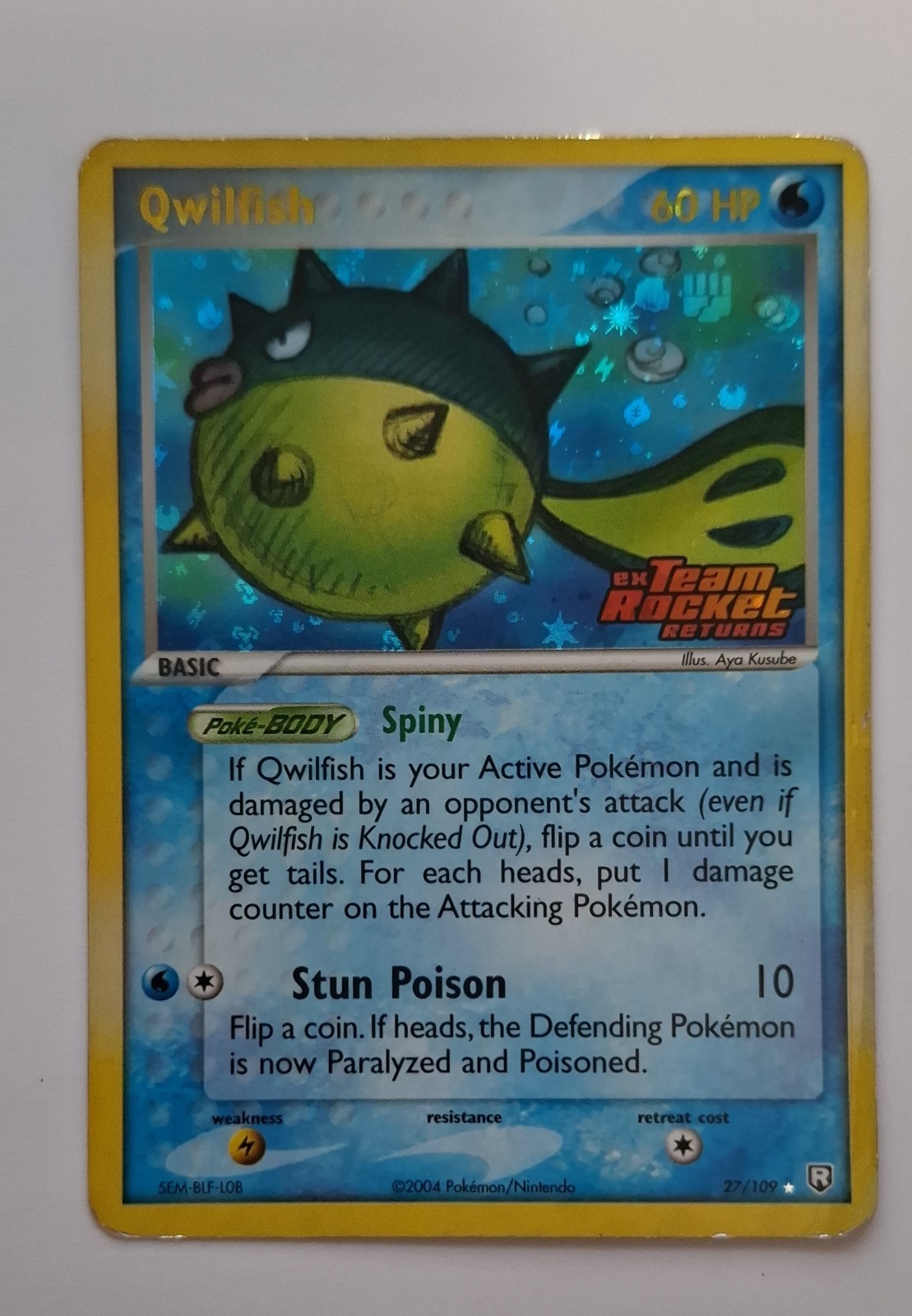 Qwilfish 27/109 Stamped Team Rocket Returns Reverse Holo HP
