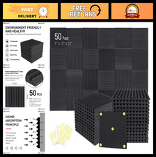 50 Pack Acoustic Foam Panels 1" x 12" Soundproof Wedge Panels for Studio & Offic