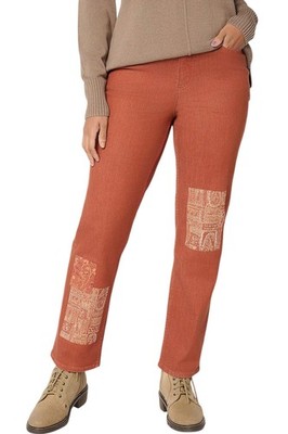 LOGO by Lori Goldstein Women's Patchwork Ankle Jeans Spice Brown