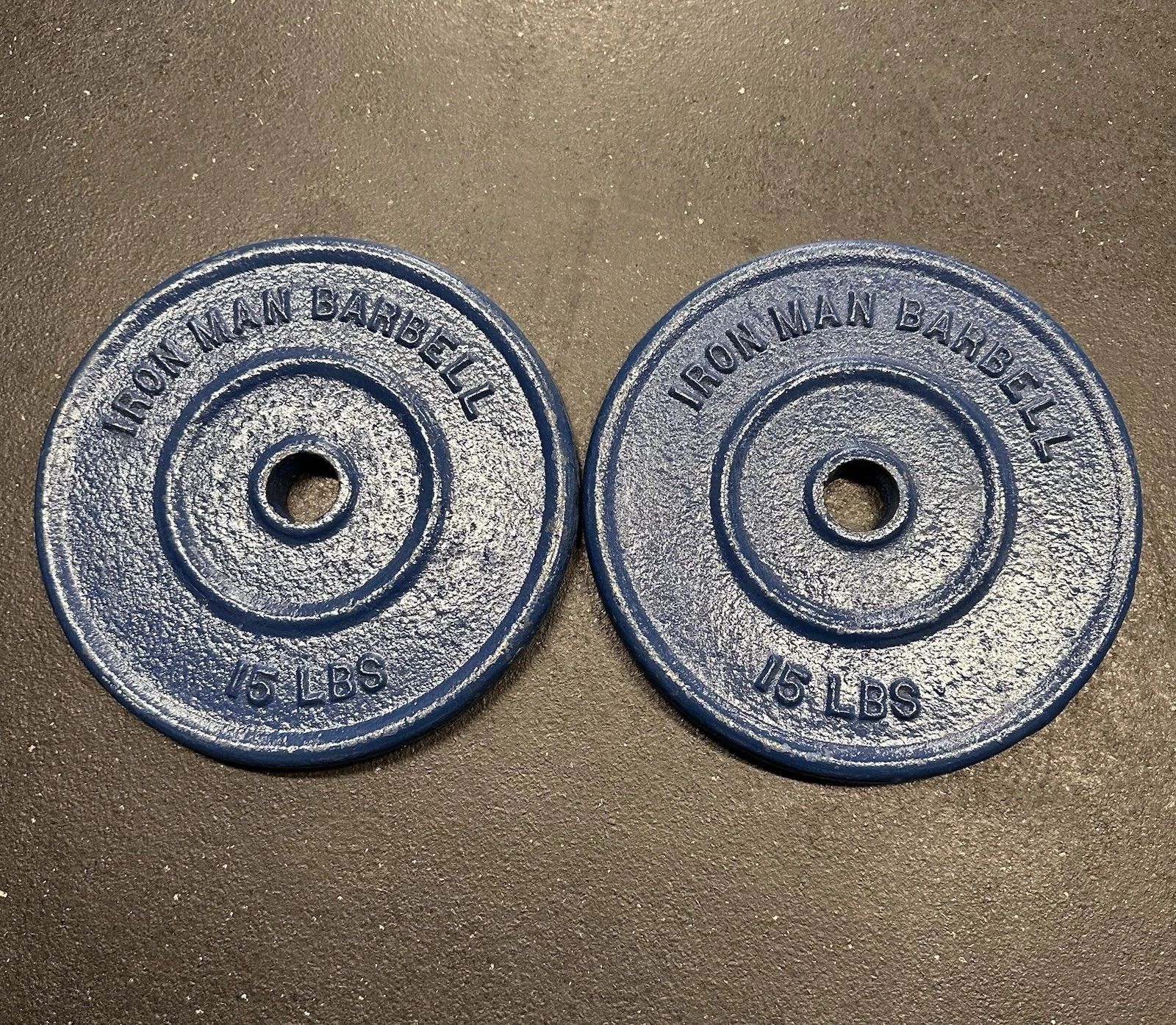 Vintage Iron Man 15lb Standard Weight Plate Pair