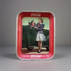 VINTAGE 1942 COCA-COLA TRAY TWO GIRLS & ROADSTER CONVERTIBLE ORIGINAL
