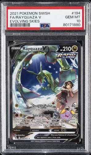 2021 POKEMON SWORD & SHIELD EVOLVING SKIES #194 FULL ART/RAYQUAZA V PSA 10