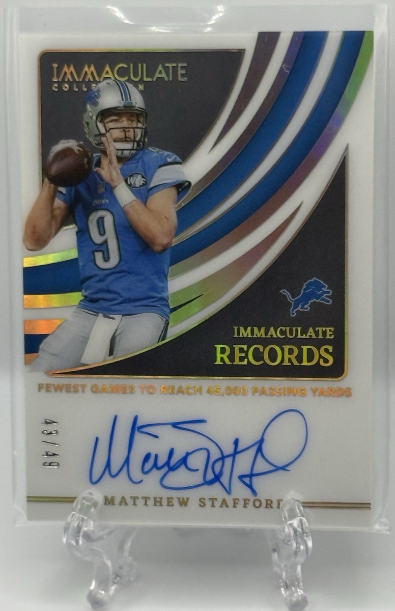Matthew Stafford 2022 Panini Immaculate Records On-Card Auto /49