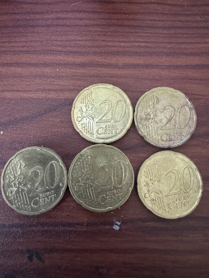 Lote de monedas de 20 centavos de euro 2002 raras, vendidas como están 2002, 2003, 2012, 2015 Foto 3 de 3