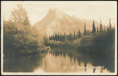 Banff, Canada Mt Rundle, River View, Alberta AB Original Vintage Real Photo RPPC
