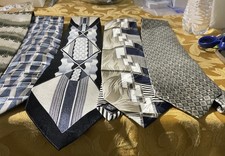 Lot Of Five 100 Silk Ties Greens Blues