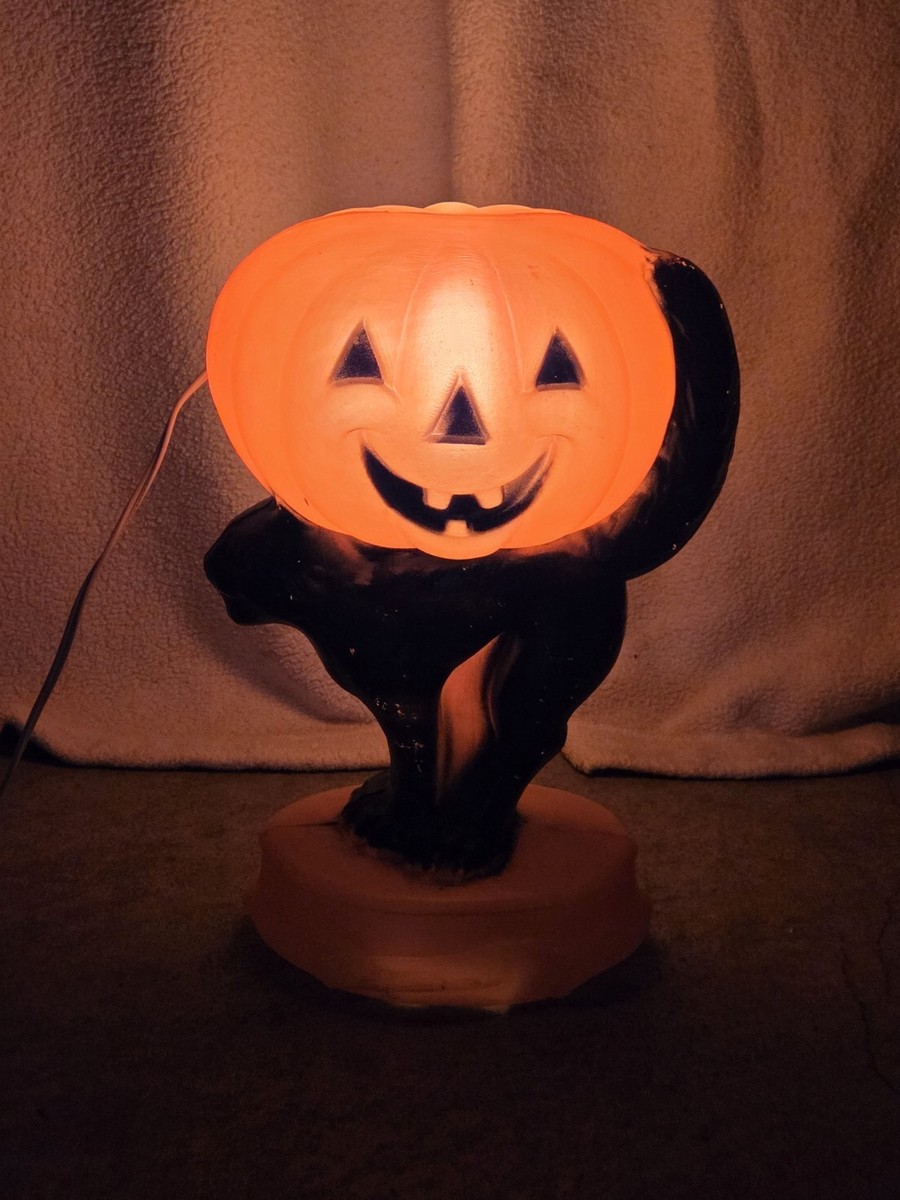 ダイカット  ハロウィン Vintage Pumpkin Jack-O-Lantern with Black Cat Blow Mold Halloween