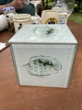 Conch Sea Shell Glass Trinket Box Black Felt Lined