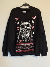 DISNEY STAR WARS DARTH VADER UNISEX CHRISTMAS SWEATER. SIZE:XL BLACK LONG SLEEVE