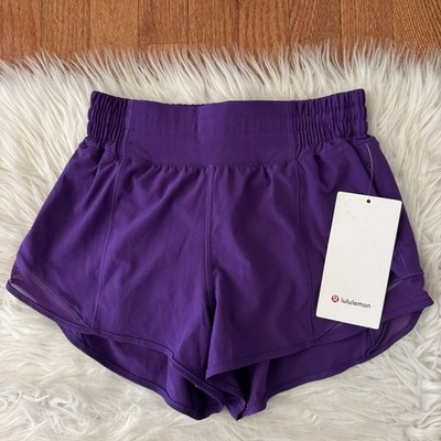 Lululemon Hotty Hot High Rise Shorts Women s Sz 4 College Purple 2.5  Lined NWT