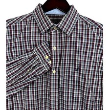 Nautica Classic Fit Plaid Button Down Shirt Mens Size 17 34 35 Long Sleeve