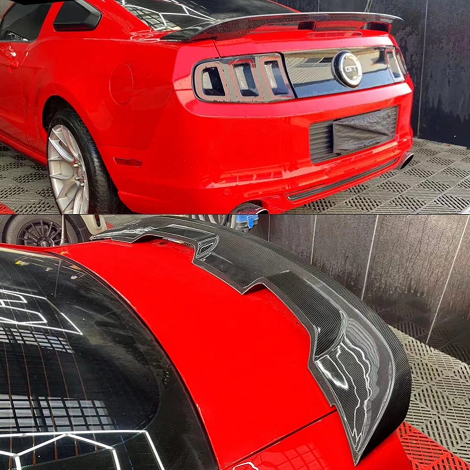 For 2010-2014 Ford Mustang GT500 Style Rear Trunk Spoiler Wing Carbon Fiber Look Foto 4 de 4