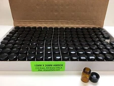144 Pcs AMBER 5/8 Dram Glass Vials  W/Screw Cone Cap [15mmx26mm]