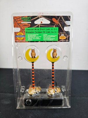 Lemax Spooky Town Crescent Moon Street Lamps ~ Retired