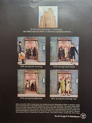 Westinghouse Mark IV Elevator Grant Building Pittsburgh PA Vintage Print Ad 1965